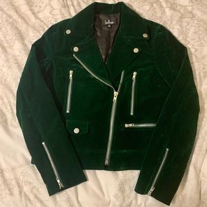 Lulus size small green velvet moto jacket